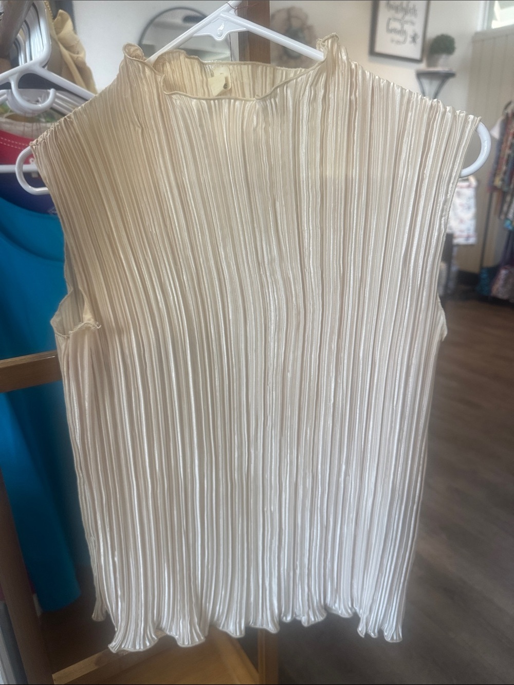 Sleeveless Pleated Cream Camisole - Women's Lightweight Tank